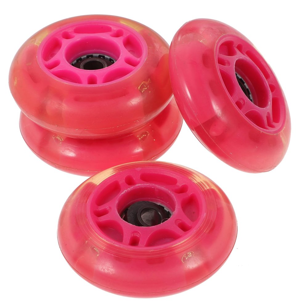 Anneome 4pcs 70mm Pu Roller Skate Wheels Durable Inline Skating Wheels for Outdoor Smooth Rolling Random Color