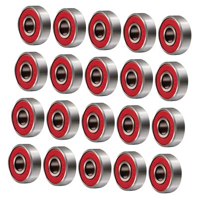 Anneome 20pcs Sealed Inline Roller Skate Bearings Rust Skateboard Wheel Bearings Precision for Smooth Performance and Durability Red