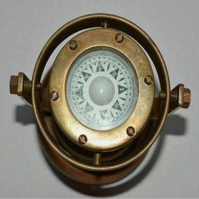 Vintage Brass Nautical Gimbal Compass Ship's Binnacle