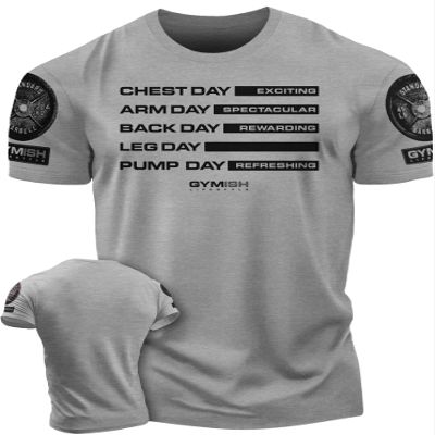Gymish Lifestyle Gymdays Motivation Workout Shirts for Men, Gym Weightlifting Cool T-Shirts (MED, Grey Branded)