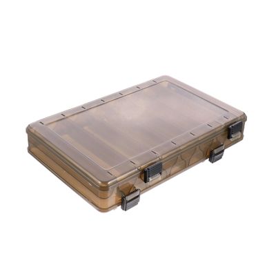Anneome Hand-held Double Layer Fishing Bait Storage Box Plastic Tackle Organizer for Hooks Lures Accessories Portable Design Brown Compartments