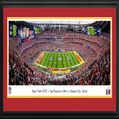 2024 Super Bowl, San Francisco 49ers vs Kansas City Chiefs - 44x18-inch Double Mat, Deluxe Framed Picture by Blakeway Panoramas