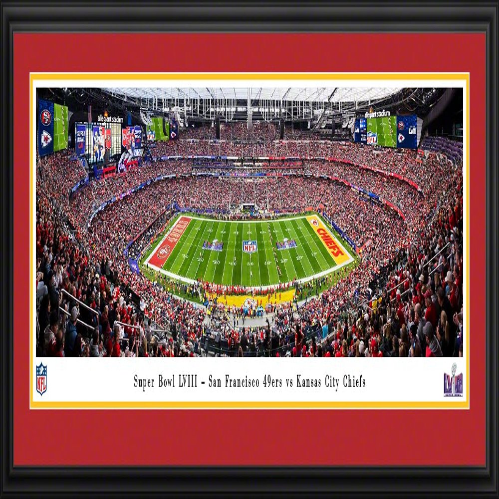 2024 Super Bowl, San Francisco 49ers vs Kansas City Chiefs - 44x18-inch Double Mat, Deluxe Framed Picture by Blakeway Panoramas