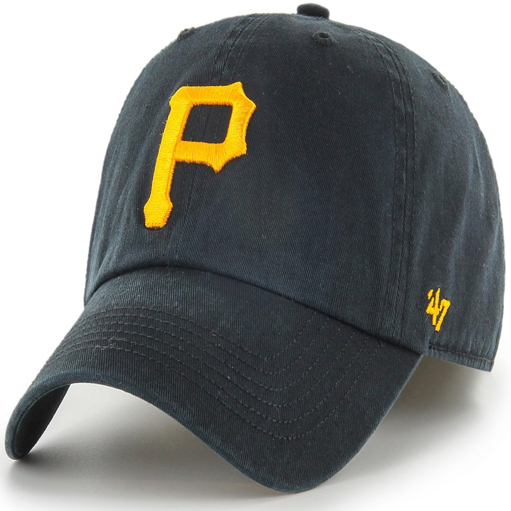 47 MLB Team Color Primary Logo Franchise Fitted Baseball Hat Cap, Unisex Adult - Pittsburgh Pirates - Black (Medium)
