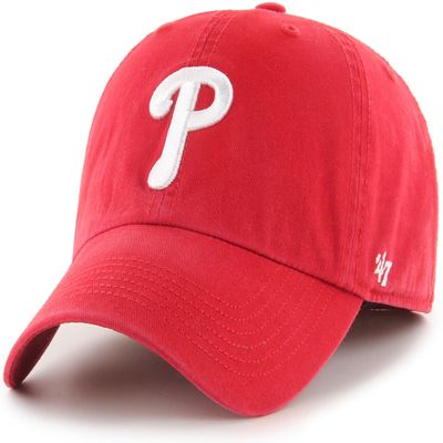 47 MLB Team Color Primary Logo Franchise Fitted Baseball Hat Cap, Unisex Adult - Philadephia Phillies - Red (Small)