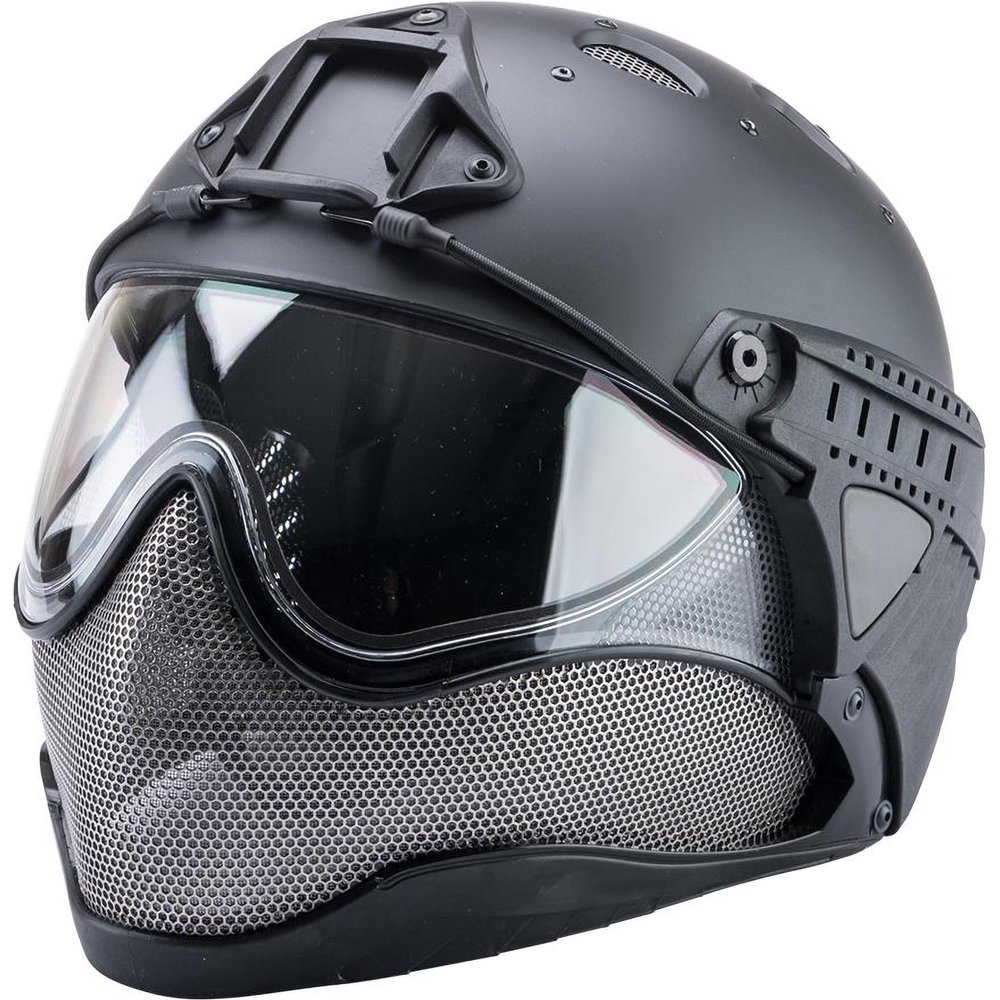 Evike Airsoft - WARQ Full Face Protection HeadPro System (Color: Black/Clear Lens)