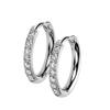 18GA F-136 Implant Grade Titanium CZ Crystal Lined 2mm Thick Hinged Round Hoop Earrings, Sold as a Pair (8mm Diameter, Silver Tone) view 1