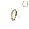 18GA F-136 Implant Grade Titanium CZ Crystal Lined 2mm Thick Hinged Round Hoop Earrings, Sold as a Pair (8mm Diameter, Silver Tone) view 2