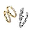 18GA F-136 Implant Grade Titanium CZ Crystal Lined 2mm Thick Hinged Round Hoop Earrings, Sold as a Pair (8mm Diameter, Silver Tone) view 3