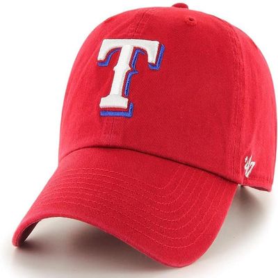 47 MLB Team Color Primary Logo Franchise Fitted Baseball Hat Cap, Unisex Adult - Texas Rangers - Red (Large)