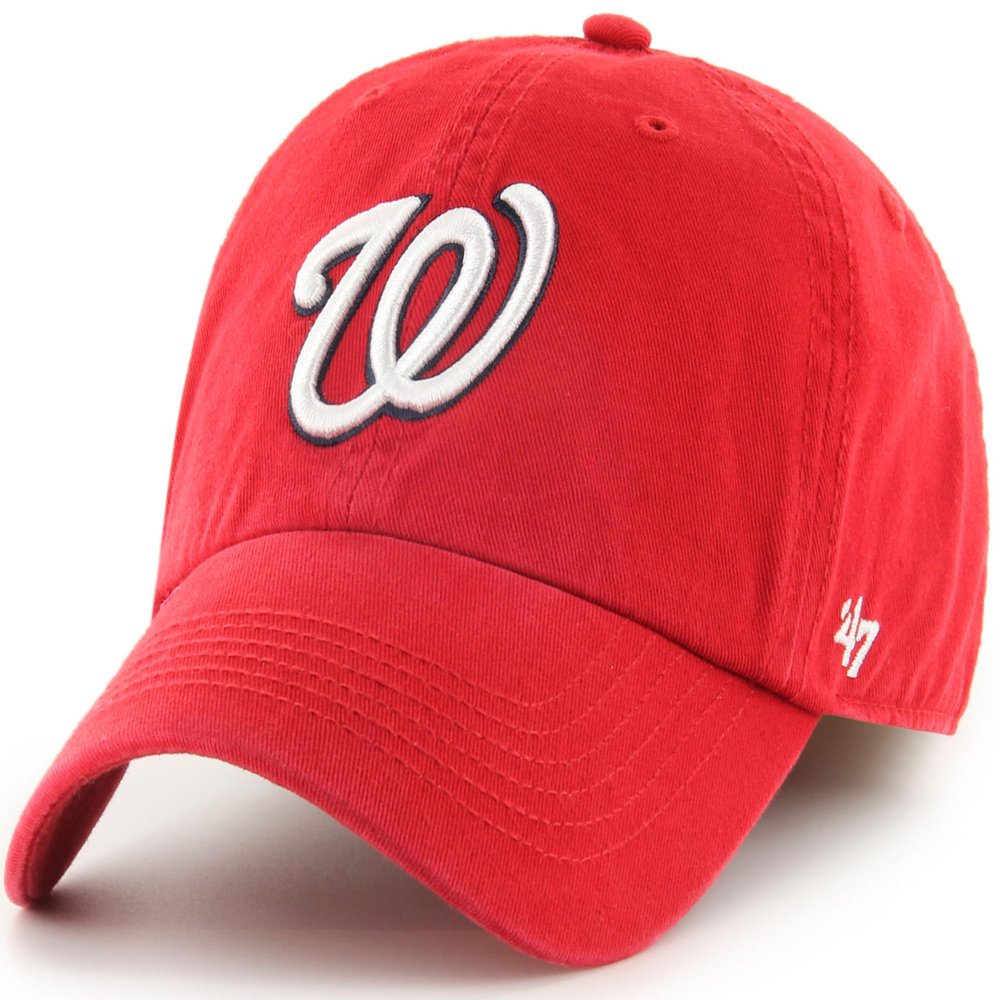47 MLB Team Color Primary Logo Franchise Fitted Baseball Hat Cap, Unisex Adult - Washington Nationals - Red (X-Large)