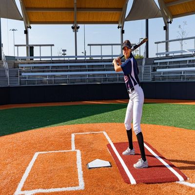 Portolite - Half Length Batting Mat - SpikeTek - Home Plate Hitting Mats - Red