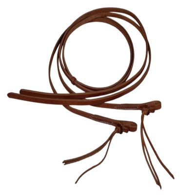 AJ Tack Oiled Harness Leather Rattlesnake Split Reins - 5/8in x 8ft