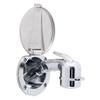 Ambassador Marine Recessed Shower- Chrome Cup with Stainless Steel Lid, Small Chrome Sprayer, 6' White Rubber Hose - 136-0040-CW-W view 2
