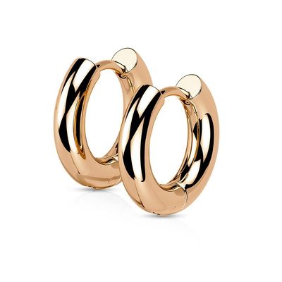 18GA 316L Stainless Steel 3mm Thick Hinged Round Hoop Earrings, Sold as a Pair (8mm Diameter, Rose Gold Tone)