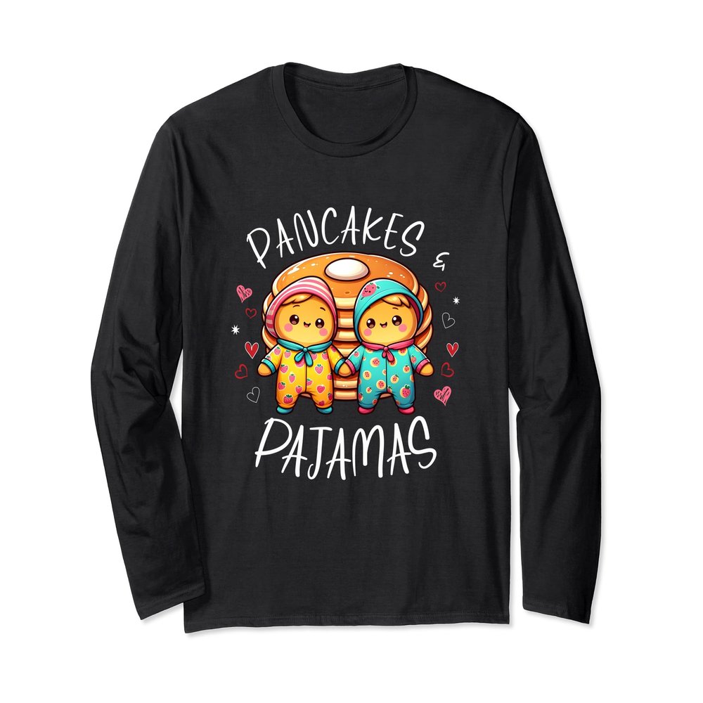Pancake Pals Cute Breakfast Foodie Pajama Party Long Sleeve T-Shirt