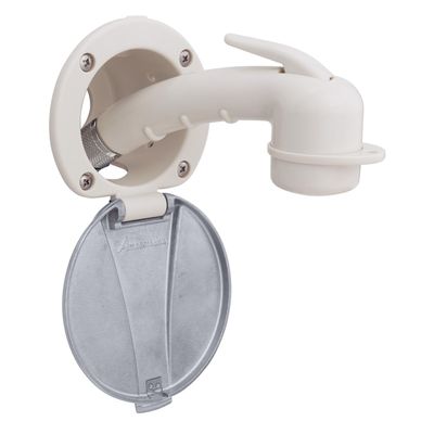Ambassador Marine Recessed Shower- Warm White Cup with Stainless Steel Lid, Small Warm White Sprayer, 6' Stainless Steel Hose - 136-0048-WH-W