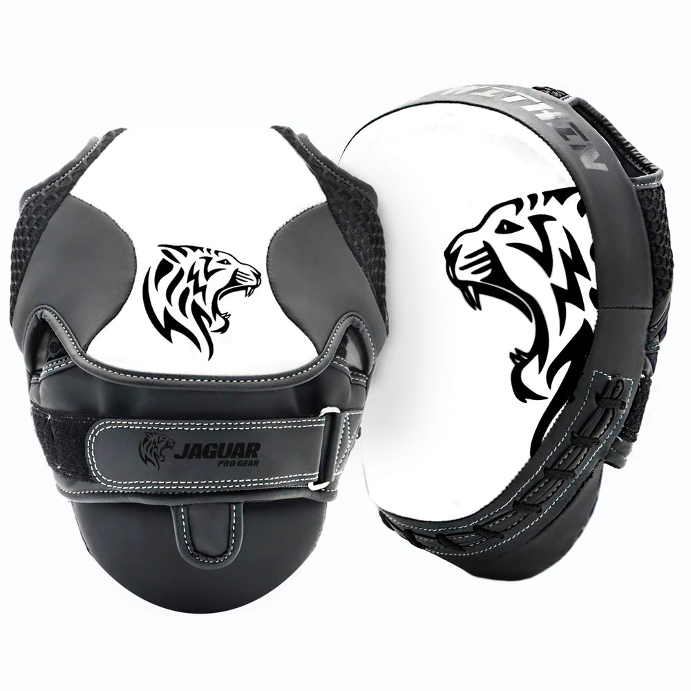 Jaguar PRO Series - Training Focus Punch Mitt Pad for Boxing Muay Thai Krav MAGA Taekwondo MMA Training (White)