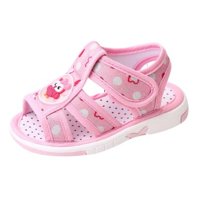 Baby Boy Girl Summer Sandals Infant Squeaky Shoes Lightwight Non-Slip Toddler Flat Bottom Non Slip OpenToe Breathable Soft Infant Sandals (Pink, 9 Toddler)