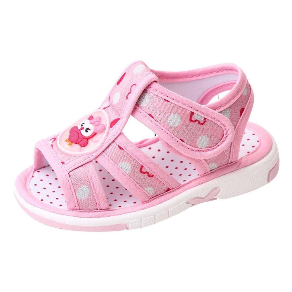Baby Boy Girl Summer Sandals Infant Squeaky Shoes Lightwight Non-Slip Toddler Flat Bottom Non Slip OpenToe Breathable Soft Infant Sandals (Pink, 9 Toddler)