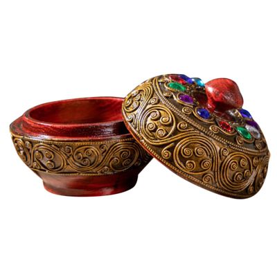 Amosfun Jewelry Organizer Box Decorative Design Trinket Holder for Necklaces Earrings and Items for Dresser Vanity Storage