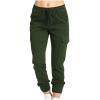 Cargo Pants Womens Bodycon Jogger Pants Basic Solid Cropped Trousers Mid Waisted Parachute Pants Cargos with Pockets Army Green view 1