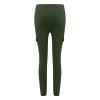 Cargo Pants Womens Bodycon Jogger Pants Basic Solid Cropped Trousers Mid Waisted Parachute Pants Cargos with Pockets Army Green view 3