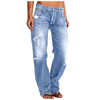 NATHGAM Womens Jeans Low Waist Bootcut Denim Pants Stretchy Baggy Boyfriend Jean Pants Trendy Ripped Wide Leg Denim Trousers