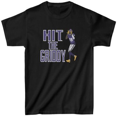 Youth T-Shirt Justin Jefferson Hit The Griddy Minnesota Football Tee Kids Sizes (US, Alpha, Small, Regular, Regular, Black)
