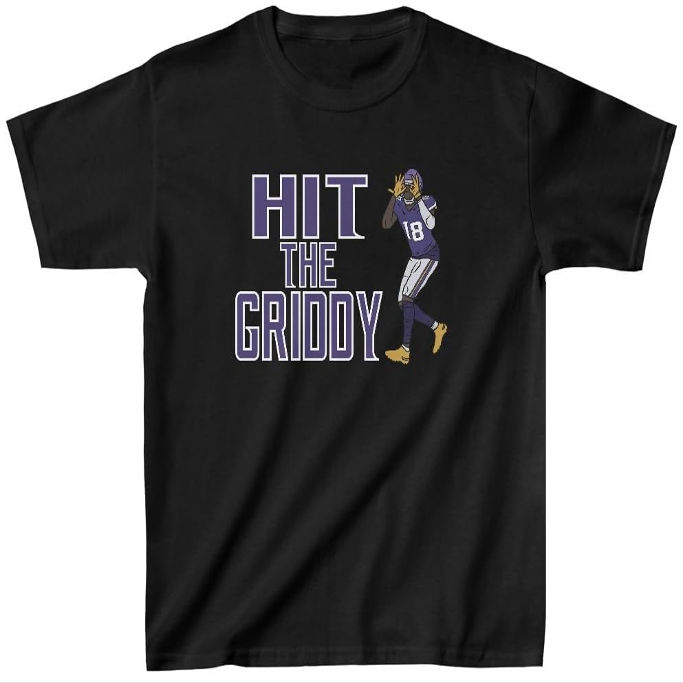 Youth T-Shirt Justin Jefferson Hit The Griddy Minnesota Football Tee Kids Sizes (US, Alpha, Small, Regular, Regular, Black)