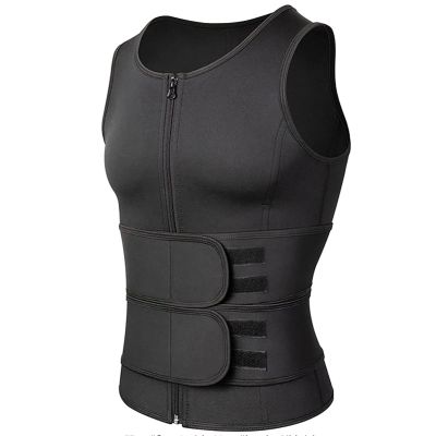 TIGAILIAN Women's Waist Trainer Vest, Workout Vest with Zipper, Adjustable Belt, Compression Sauna Suit Sauna Suits (Color : Black, Size : XX-Large)