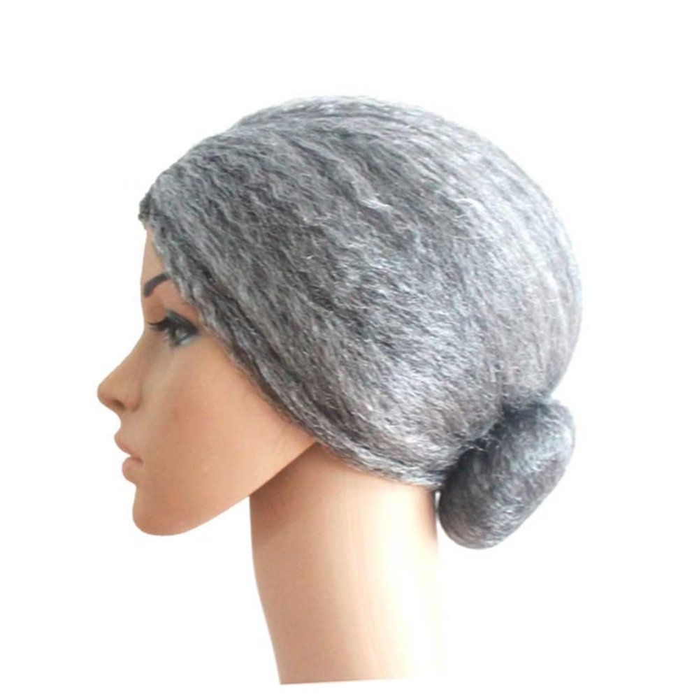 Angoily Aged Women Wig for Halloween Christmas Comfortable Bun Hairstyle Mrs Santa Costume Accessory for Cosplay Parties Stage Reusable Old Lady Wig