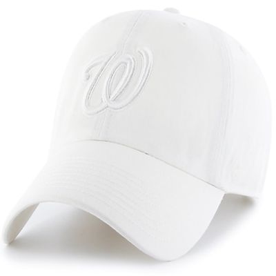47 Brand MLB White White Primary Logo Clean Up Adjustable Baseball Cap Hat, Adult One Size Fits All - Washington Nationals White