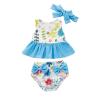 Toddler Baby Girls Ruffles Bikini Set Summer Flower Printed Ruffles Bathing Suits Beach Swimwear with (Blue, 3-6 Months) view 1