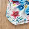 Toddler Baby Girls Ruffles Bikini Set Summer Flower Printed Ruffles Bathing Suits Beach Swimwear with (Blue, 3-6 Months) view 3