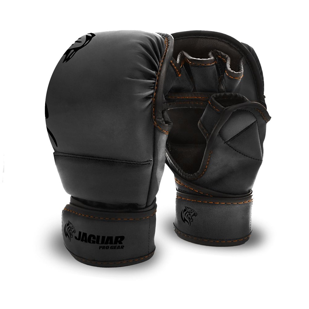Jaguar PRO Series - MMA Sparring Shooter Gloves for Boxing MMA Muay Thai - Training & Bag Work (Black, CH)