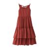 Girls Solid Long Dress 3~12 Y Kids Fancy Formal Party Prom Pageant Dresses Ruffle Spaghetti Strap Dress (Red, 3-4 Years) view 3