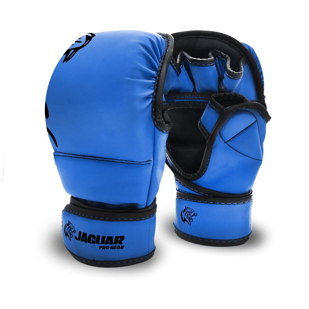 Jaguar PRO Series - MMA Sparring Shooter Gloves for Boxing MMA Muay Thai - Training & Bag Work (Blue, S/M)