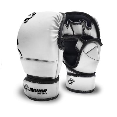Jaguar PRO Series - MMA Sparring Shooter Gloves for Boxing MMA Muay Thai - Training & Bag Work (White, CH)