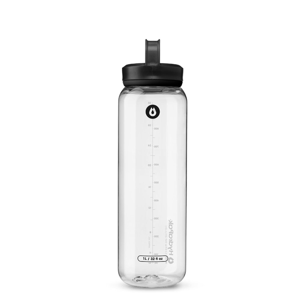 HydraPak Recon Clip & Carry - Wide Mouth Recycled Plastic Water Bottle (24oz or 32oz) - Eco Friendly, BPA Free, Tethered Cap