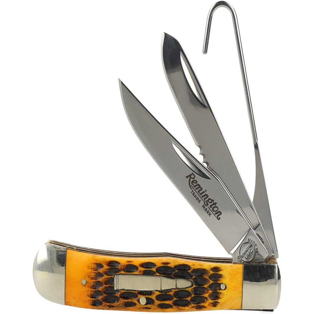 Remington Bullet The Waterfowler Folding Knife 3.5" Clip and Spey Point...
