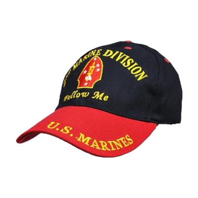 Trade Winds U.S United States 2nd Marine Division Div Hat Black Cap Curved Bill Adjustable, 7 3/4