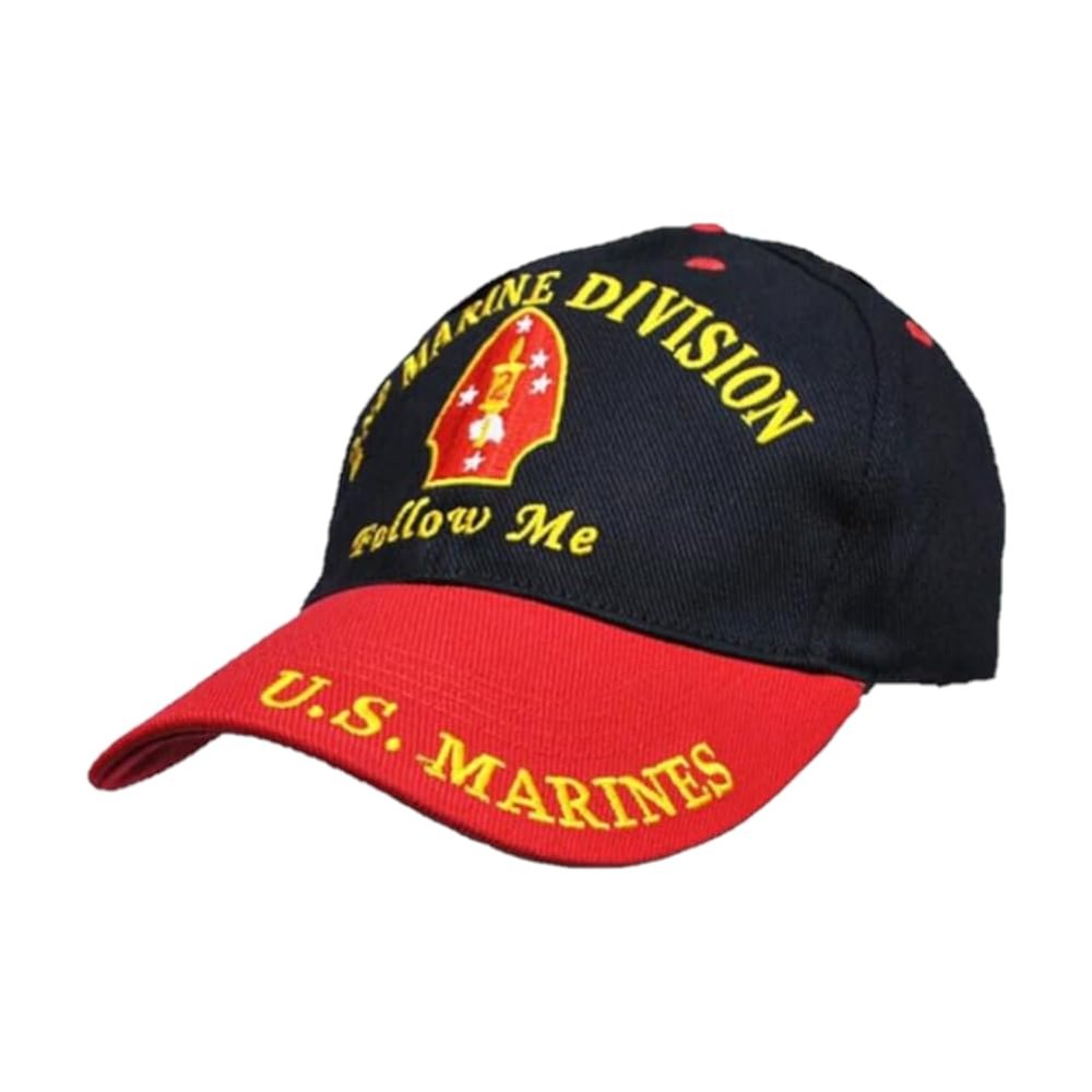 Trade Winds U.S United States 2nd Marine Division Div Hat Black Cap Curved Bill Adjustable, 7 3/4