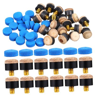 Anneome 40pcs Billiard Cue Tips Screw Red Leather Blue Single Layer Tips for Pool Games Easy Installation Replacement Parts for Enhanced Gameplay