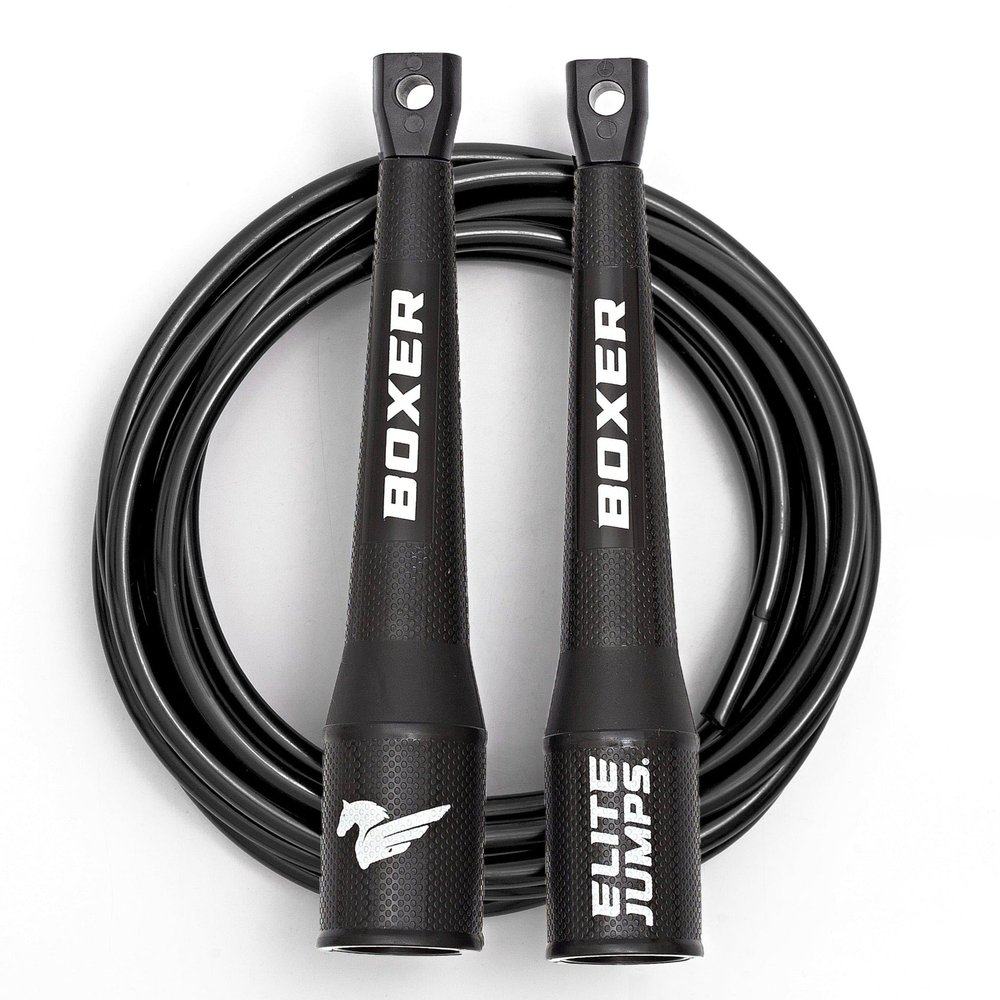 Elite Jumps Boxer Jump Rope for Fitness and Cardio Training - Professionally Designed Full Body Workout boxing jump rope - Tangle Free 5mm PVC Jump Rope Cord - Ideal for Slim Body Aerobic Exercise