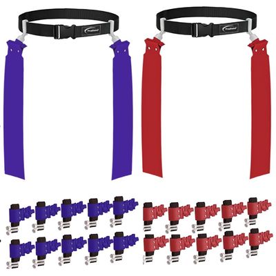 Flag Football Belts, 20 Player Adjustable Red & Purple Flag Football Set with 40 Flags for Youth and Adults Training Equipment