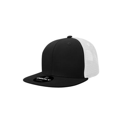 DECKY Boys Youth 6 Panel High Profile Structured Cotton Trucker, Black/White Baseball Cap, Multi