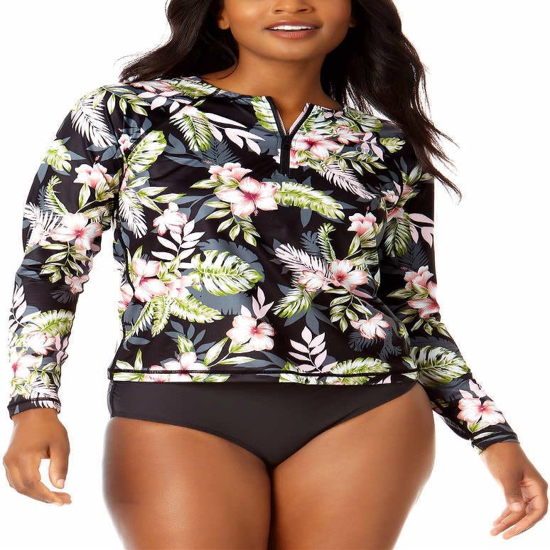 Hurley Womens UPF 50+ Long Sleeve Rashguard (US, Alpha, Small, Regular, Regular, Beach Blossom)