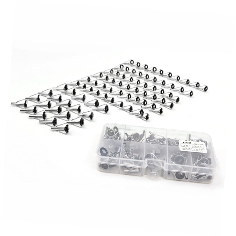 LIOOBO 80pcs Sea Rod Guide Ring Kit Fishing Rod Guides Tip Ring Lightweight for DIY Fishing