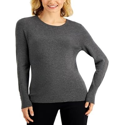 Petite Rivet-Detail Sweater Charcoal Grey Heather PP